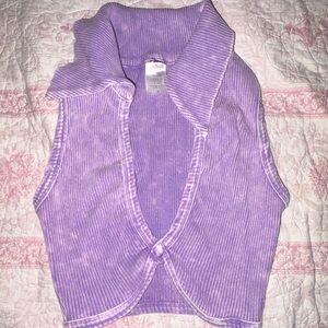 Purple Ribbed Sleeveless Top